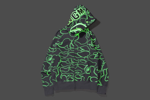 TEXT CODE CAMO SHARK FULL ZIP HOODIE MENS