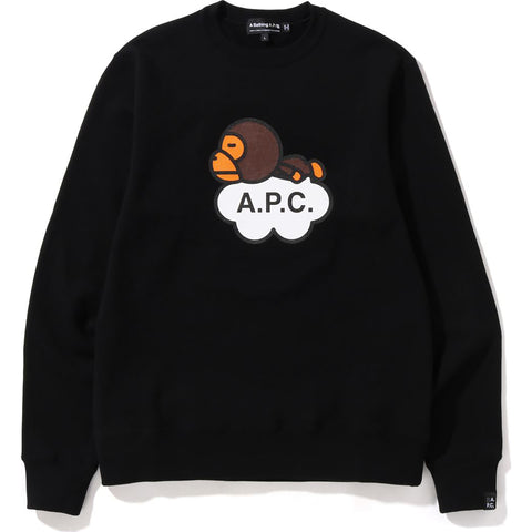 BAPE X A.P.C. MILO WIDE CREWNECK MENS
