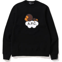 BAPE X A.P.C. MILO WIDE CREWNECK MENS