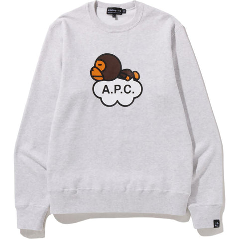 BAPE X A.P.C. MILO WIDE CREWNECK MENS