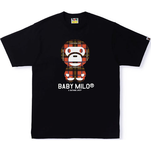 BAPE LOGO CHECK BABY MILO TEE MENS