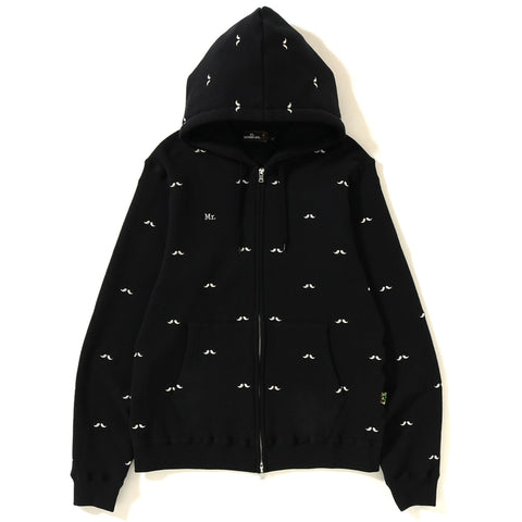 MR. BATHING APE MR PATTERN EMBROIDERY ZIP HOODIE MENS