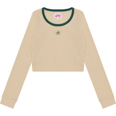 RIBBED TOP WITH COLOR MIXED COLLAR L