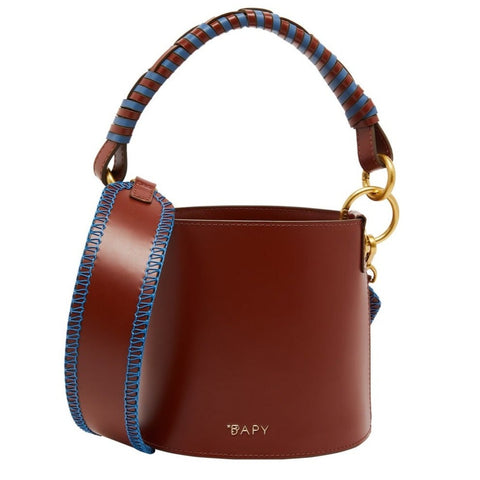 BAPY BRAIDED HANDLE LEATHER BUCKET BAG LADIES