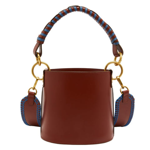BAPY BRAIDED HANDLE LEATHER BUCKET BAG LADIES