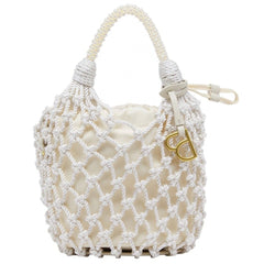 BAPY BEADED HANDLE NET BUCKET BAG LADIES