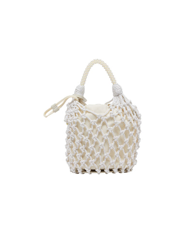 BAPY BEADED HANDLE NET BUCKET BAG LADIES