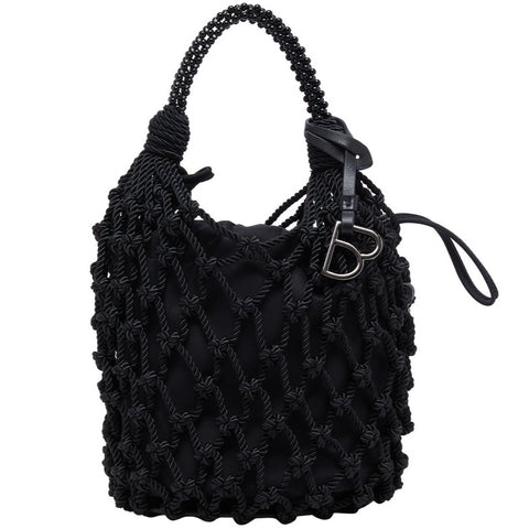 BAPY BEADED HANDLE NET BUCKET BAG LADIES