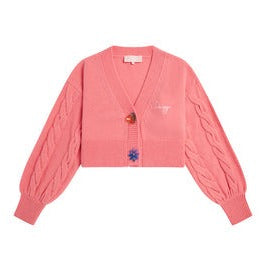BAPY FLORAL BUTTON CROPPED CARDIGAN LADIES