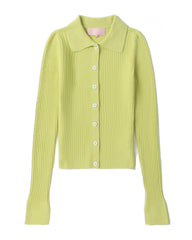 FLORAL BROOCH SLIM-FIT POLO CLR. CARDIGAN LADIES
