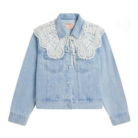 BAPY LACE-PATCHED DENIM JACKET LADIES