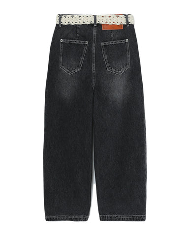 BAPY CROCHET-BELTED JEANS LADIES