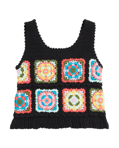 BAPY FLORALCROCHET SLEEVELESS KNIT TOP LADIES