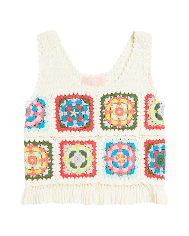 BAPY FLORALCROCHET SLEEVELESS KNIT TOP LADIES