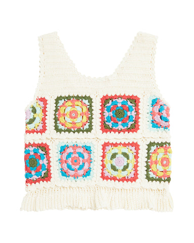 BAPY FLORALCROCHET SLEEVELESS KNIT TOP LADIES