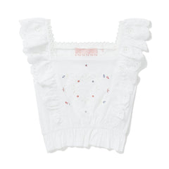 BAPY FLORAL EMB. RUFFLE-TRIMMED TOP LADIES