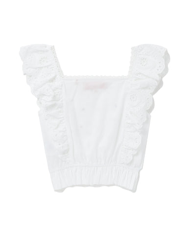 BAPY FLORAL EMB. RUFFLE-TRIMMED TOP LADIES